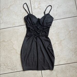 Windsor Black Mini Dress with Strappy Details